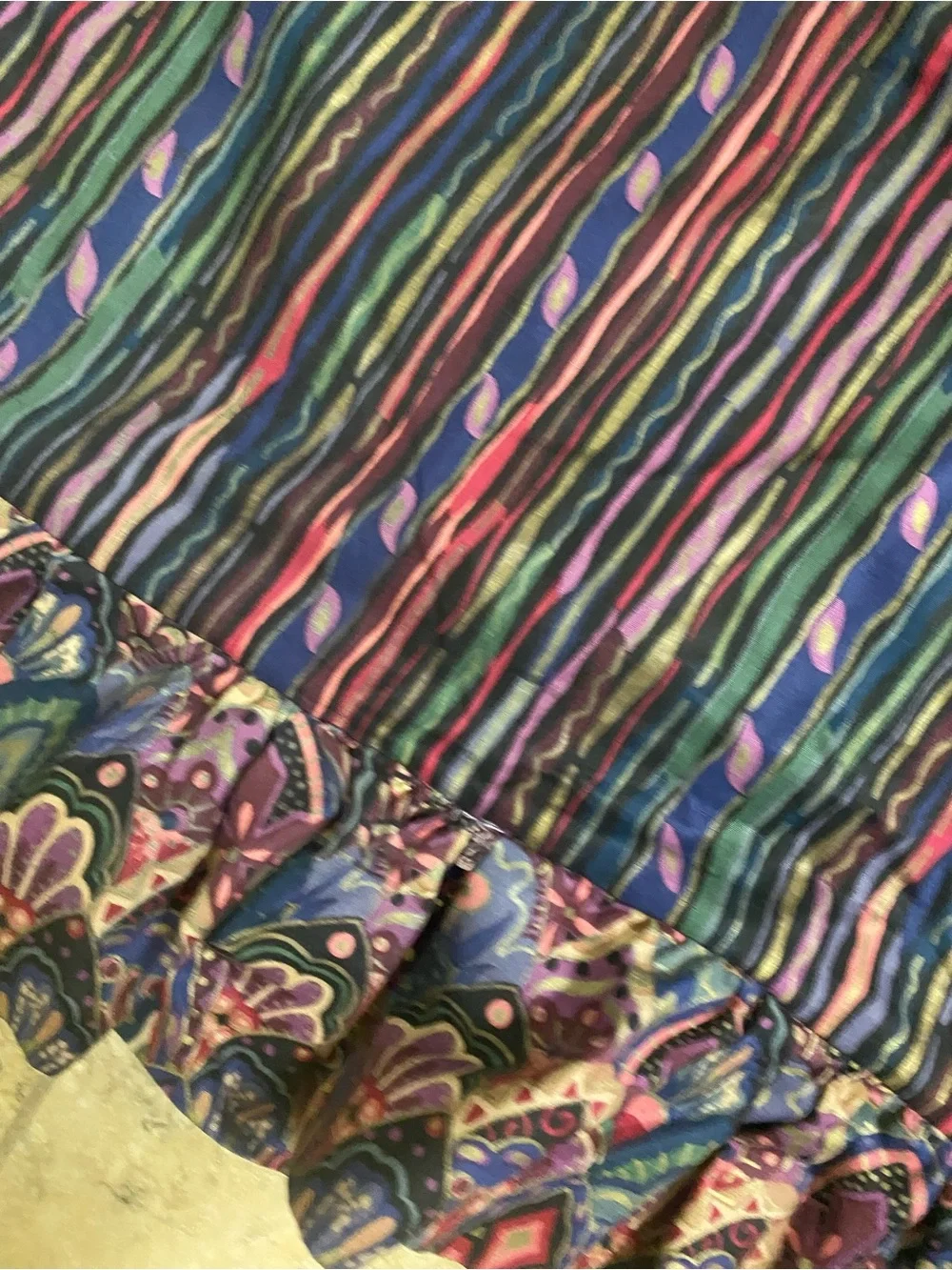 2 ViTG 90s Grandmillennial King Mix Print Jewel Tone Ruffle Trim Pillow Shams